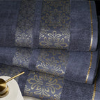 Gray Flower - 3-Pcs Jacquard Towel Set
