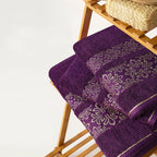 Magenta Flower - 3-Pcs Jacquard Towel Set