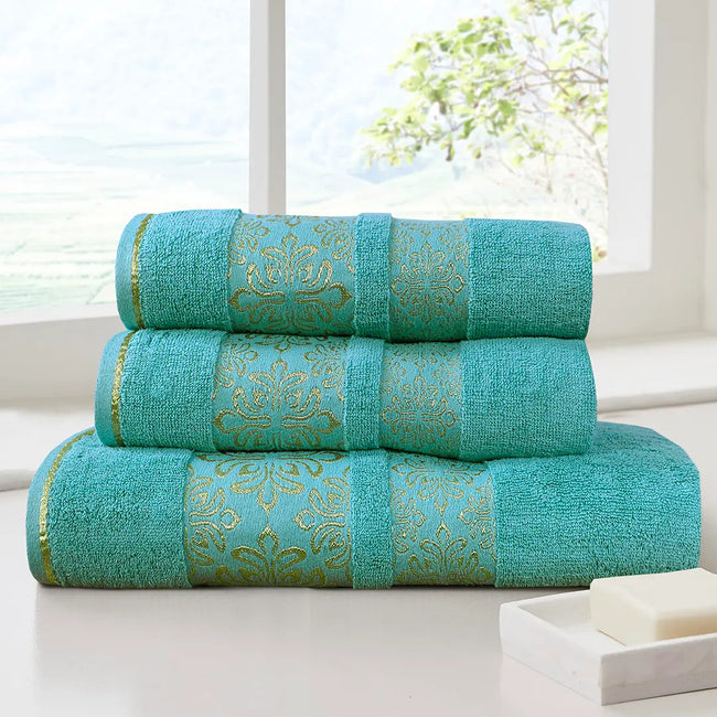 3-Pcs Towel Set Flower Mint-575 Hover Image