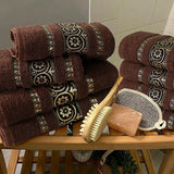 2-Pcs Towel Set Circle Chocolate-027