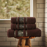 3-Pcs Towel Set Circle Chocolate-597