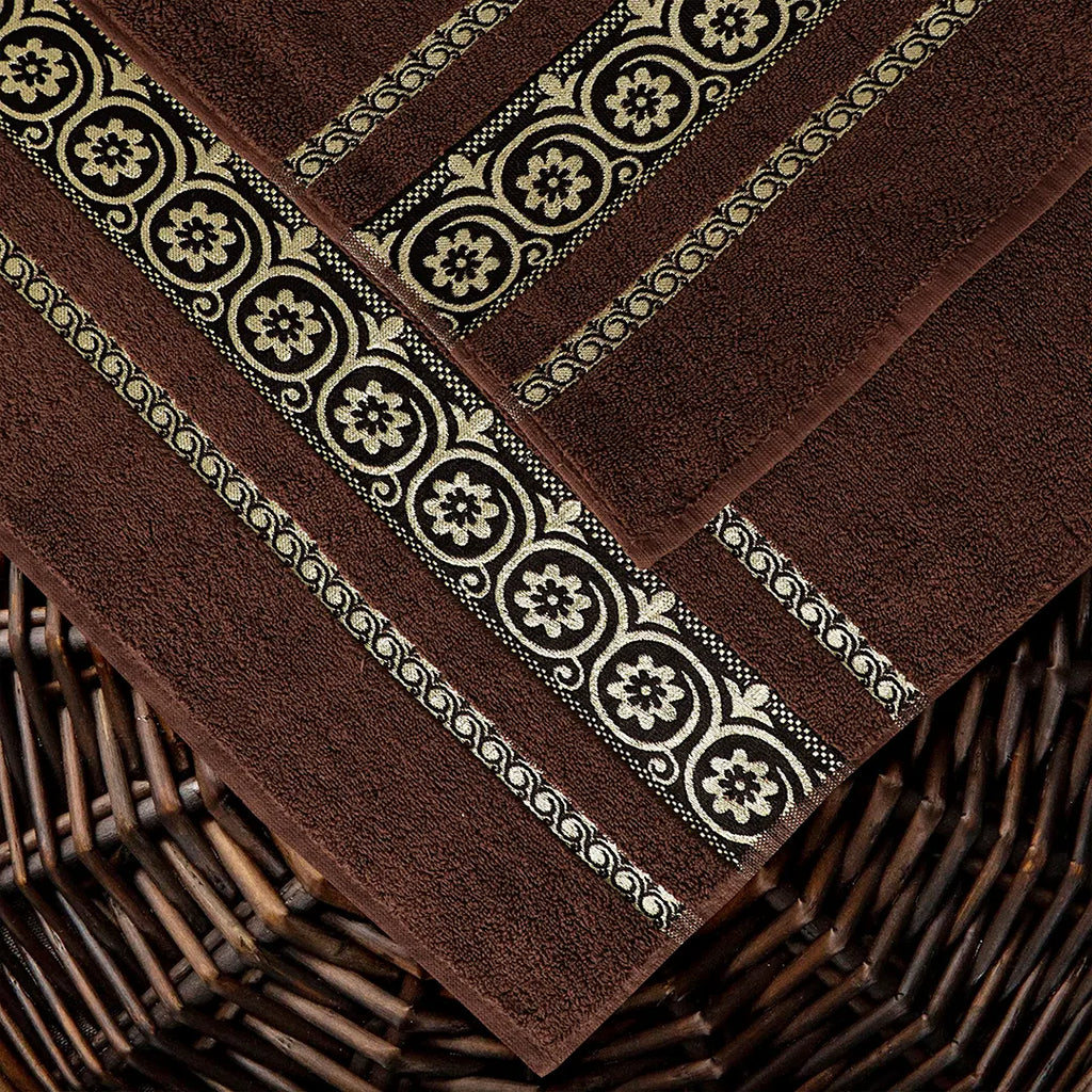 3-Pcs Towel Set Circle Chocolate-597