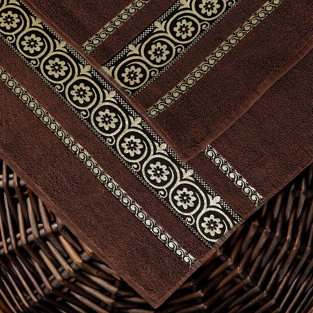 3-Pcs Towel Set Circle Chocolate-597