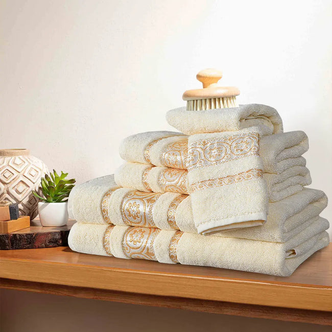 3-Pcs Towel Set Circle Cream-599 Main Image