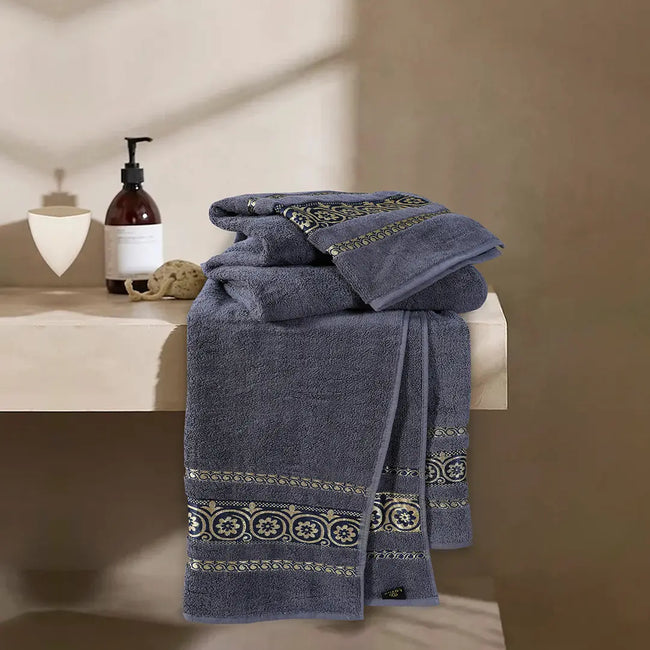 3-Pcs Towel Set Circle Gray-600 Main Image