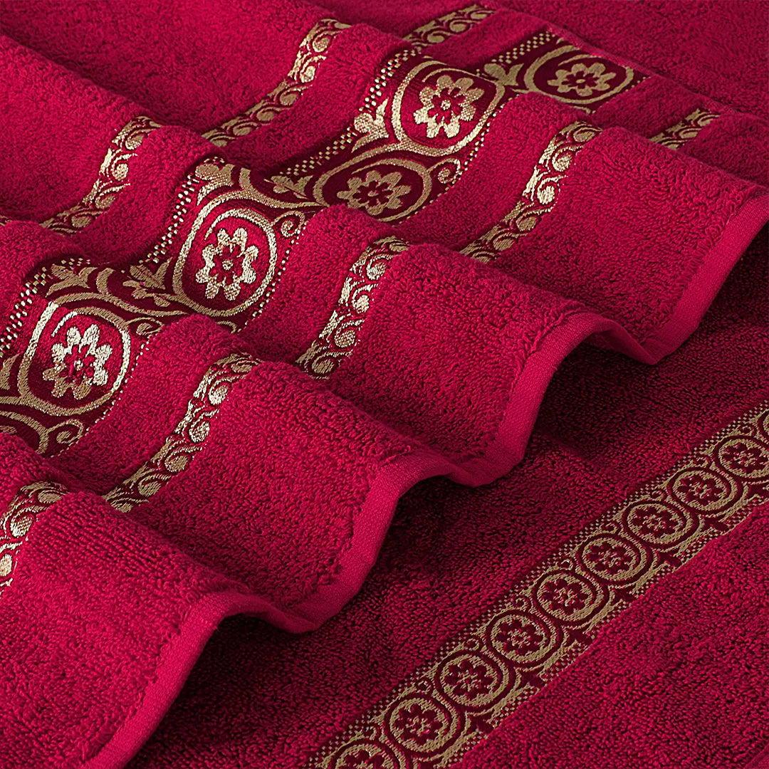 3-Pcs Towel Set Circle Maroon-598