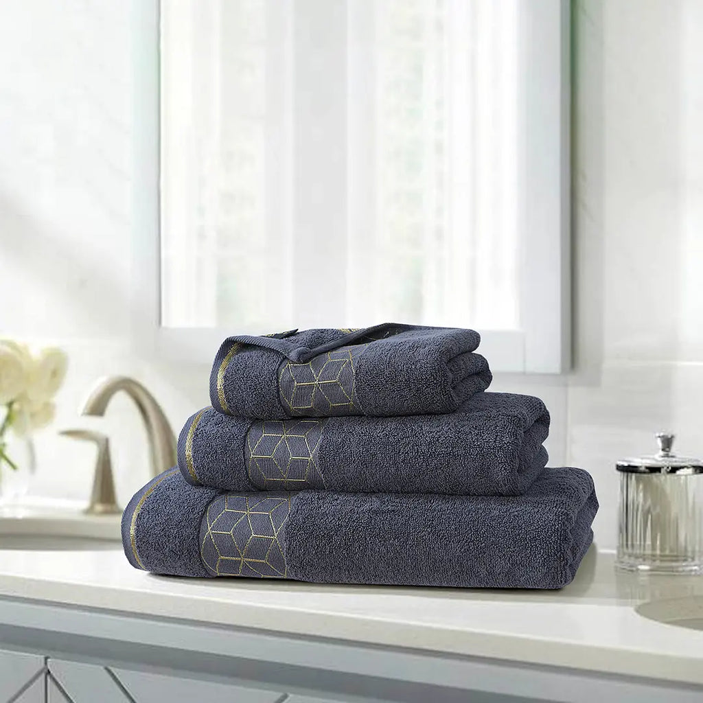 Gray Diamond - 3-Pcs Jacquard Towel Set