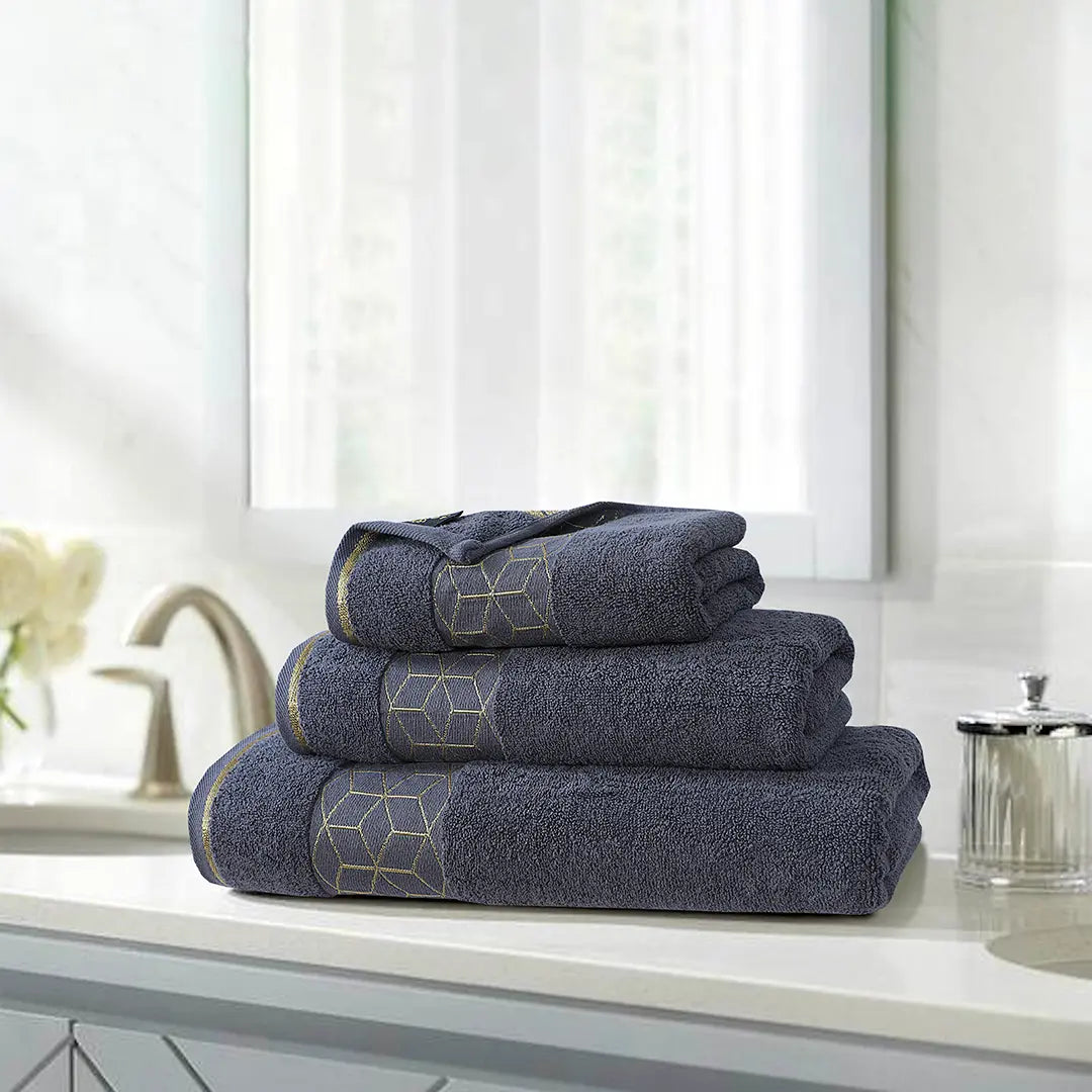 Gray Diamond - 3-Pcs Jacquard Towel Set