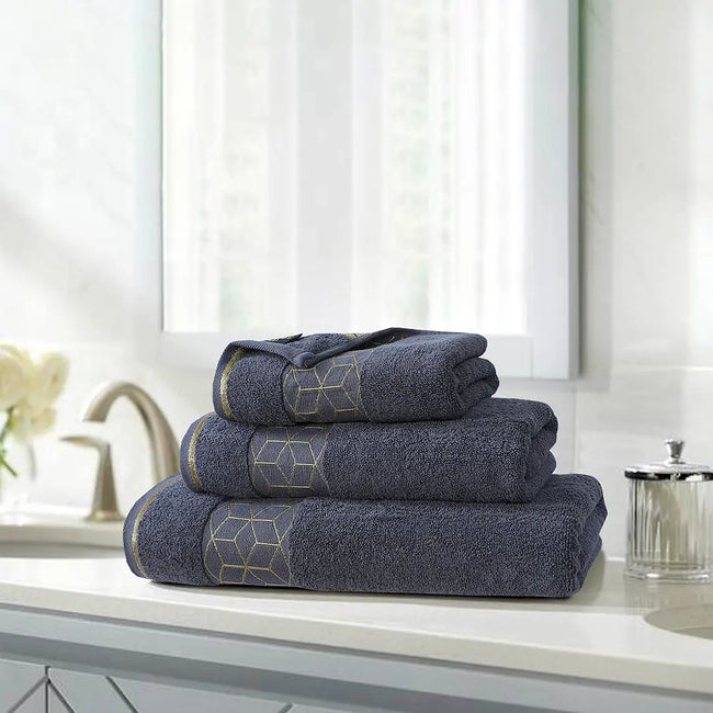 Gray Diamond - 3-Pcs Jacquard Towel Set Hover Image
