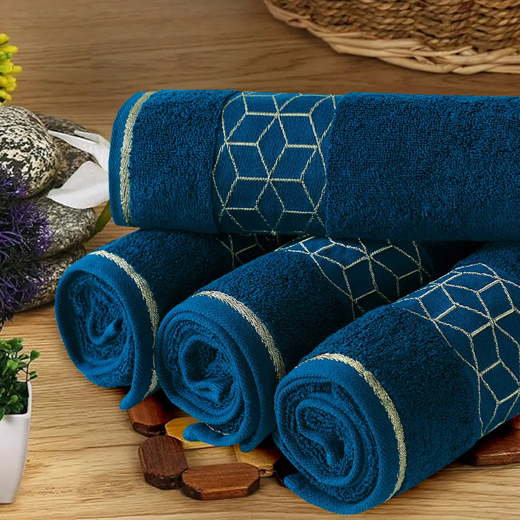 Teal Diamond - 3-Pcs Jacquard Towel Set