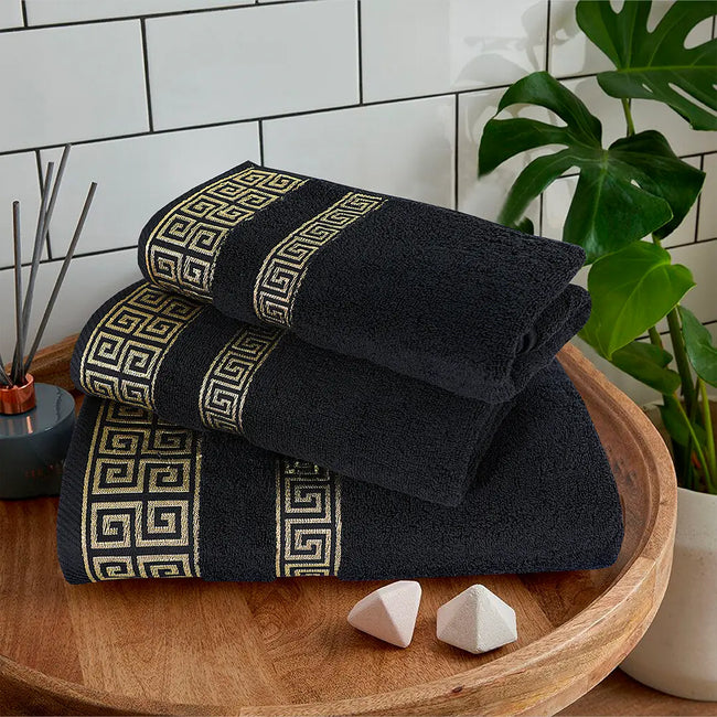 Black Versatile - 3-Pcs Jacquard Towel Set Hover Image