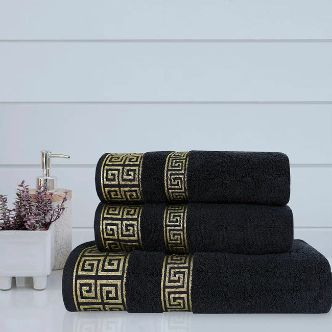 Black Versatile - 3-Pcs Jacquard Towel Set Main Image