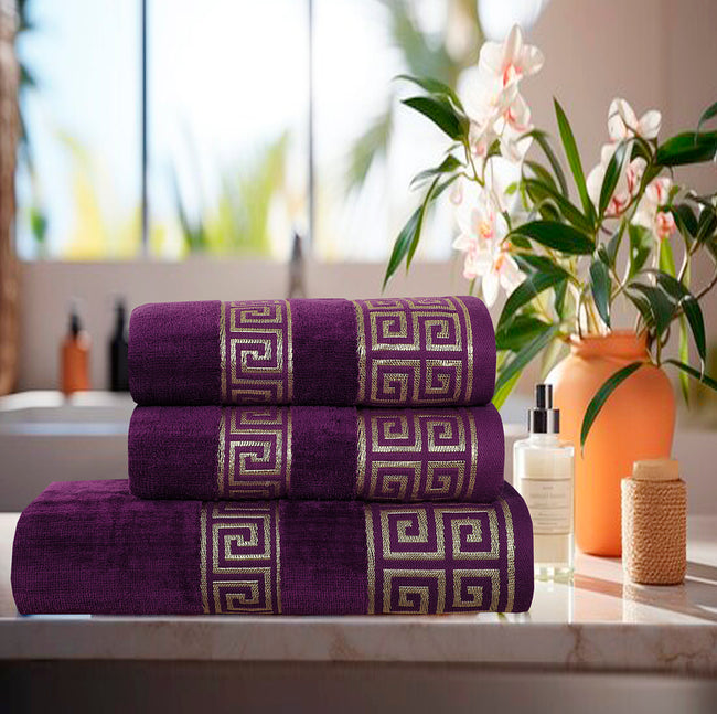 Magenta Versatile - 3-Pcs Jacquard Towel Set Hover Image