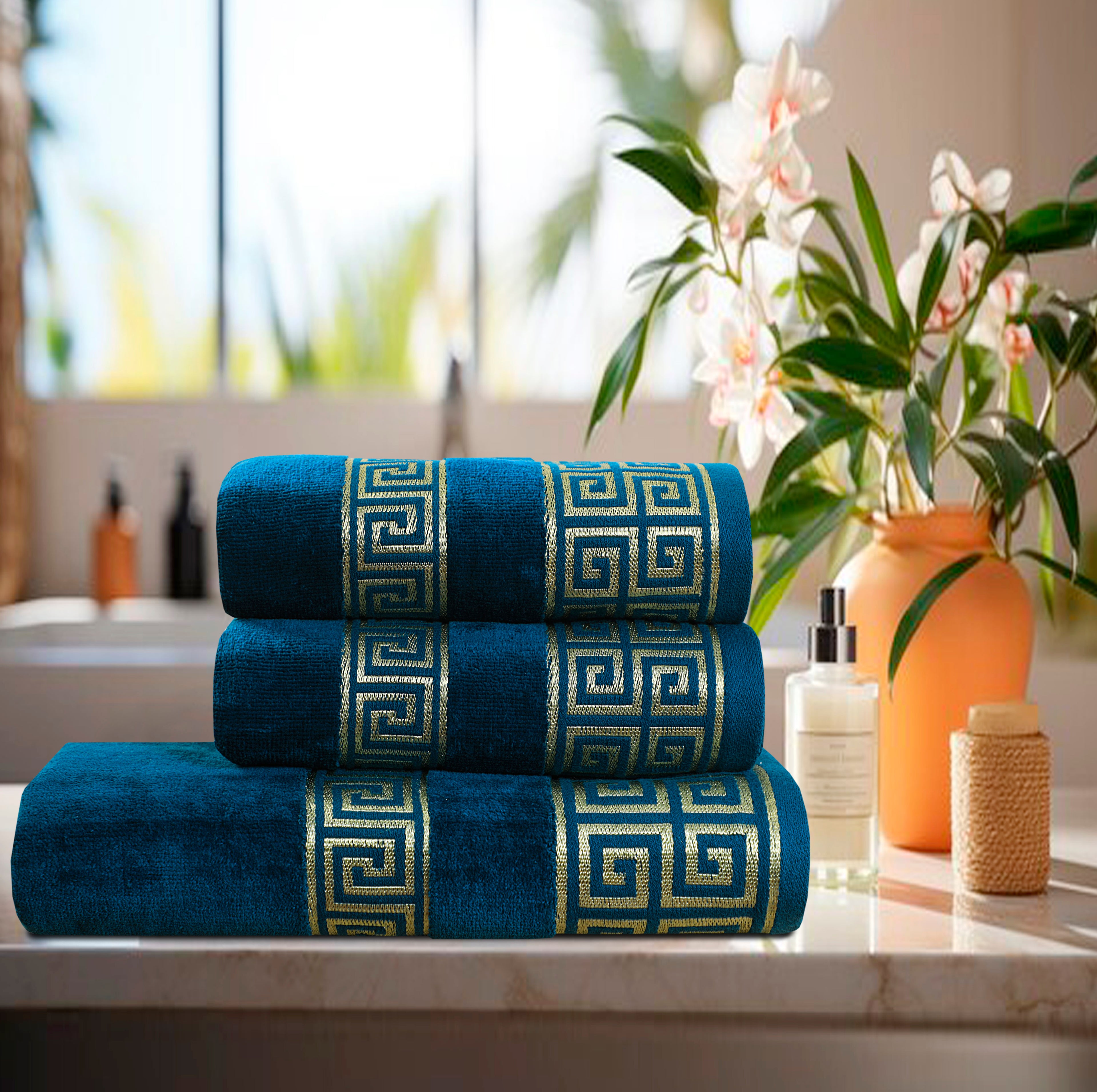 Teal Versatile - 3-Pcs Jacquard Towel Set