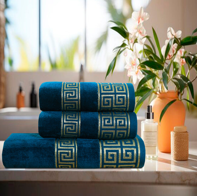 Teal Versatile - 3-Pcs Jacquard Towel Set Hover Image
