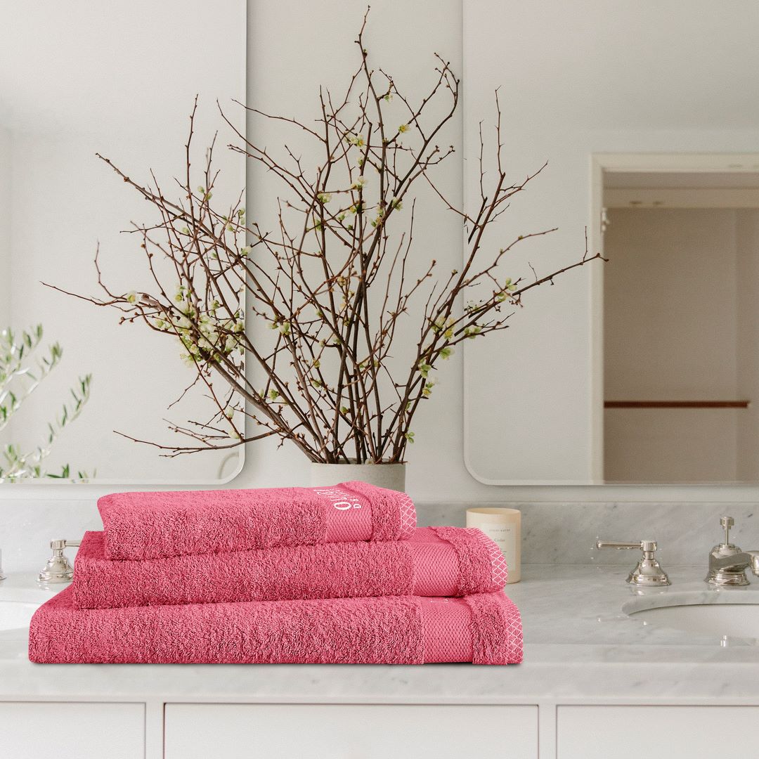 3 - Pcs Export Quality Towel Set Coral - 538 - Lotus