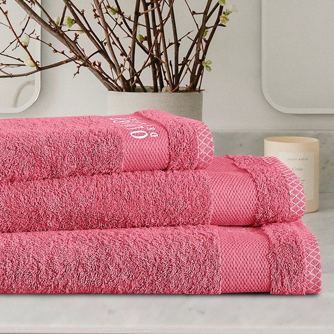 3 - Pcs Export Quality Towel Set Coral - 538 - Lotus