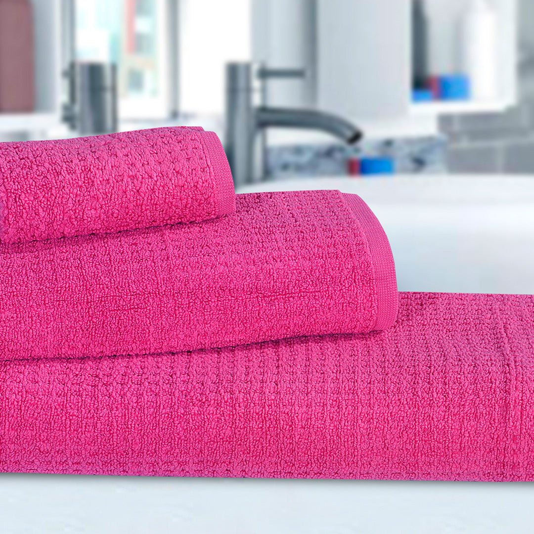 3 - Pcs Export Quality Towel Set Hot Pink - 512 - Lotus