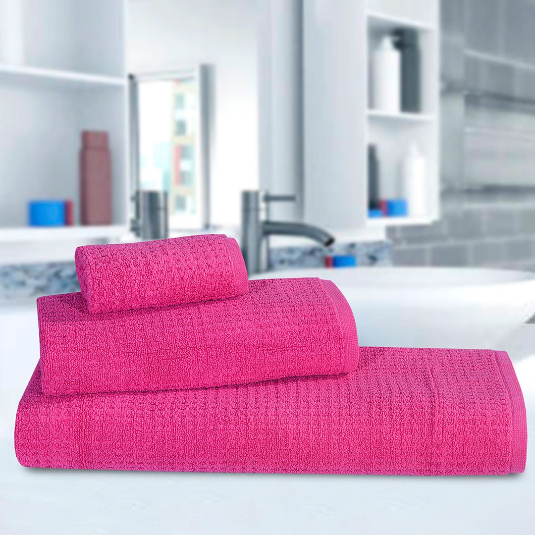 3 - Pcs Export Quality Towel Set Hot Pink - 512 - Lotus