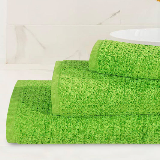 3 - Pcs Export Quality Towel Set Parrot Green - 513 - Lotus