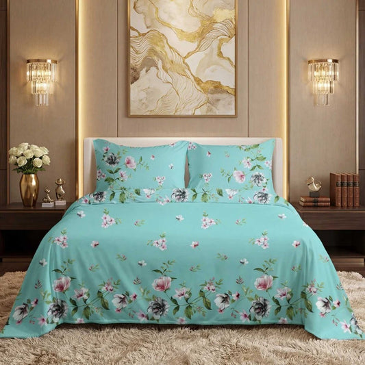 3 Pcs King Size Ultra Soft Bedsheet - Elorine - Lotus