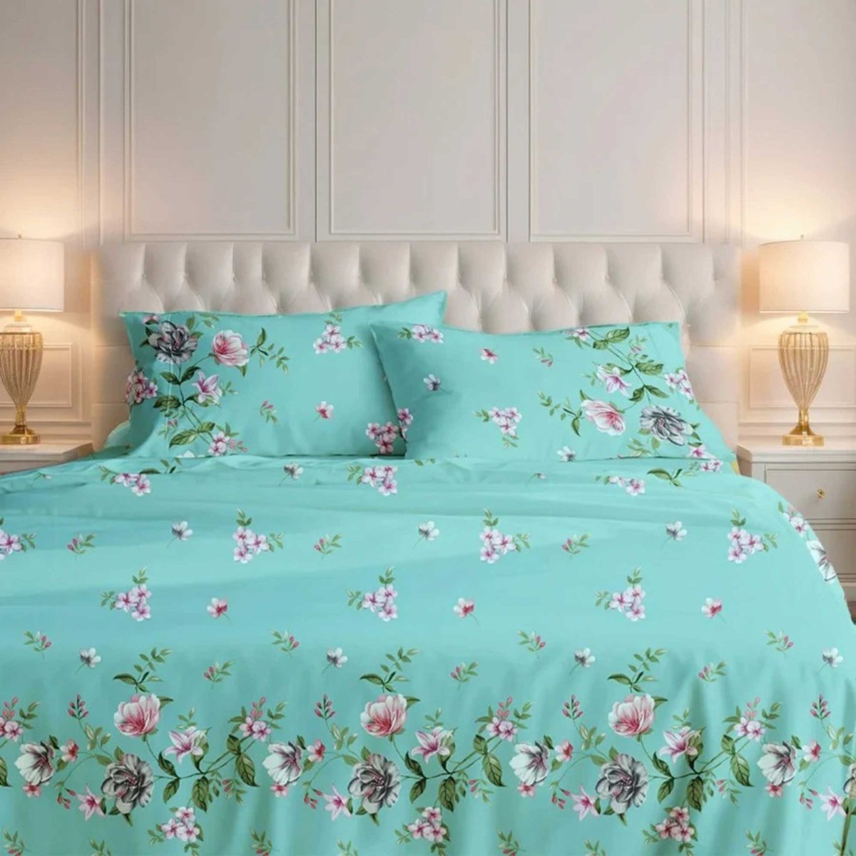 3 Pcs King Size Ultra Soft Bedsheet - Elorine - Lotus