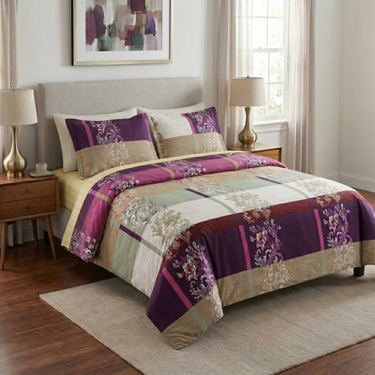 3 Pcs King Size Ultra Soft Bedsheet - Mulberry - Lotus