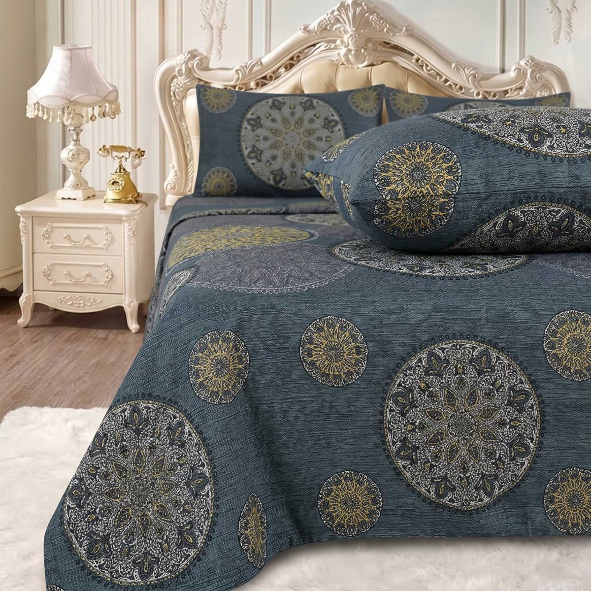 3 Pcs King Size Ultra Soft Bedsheet - Orbit - Lotus