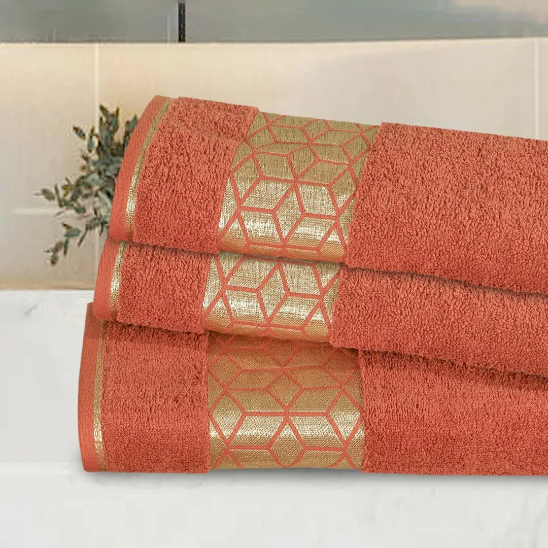 3 - Pcs Towel Set 3D Terracotta - 466 - Lotus