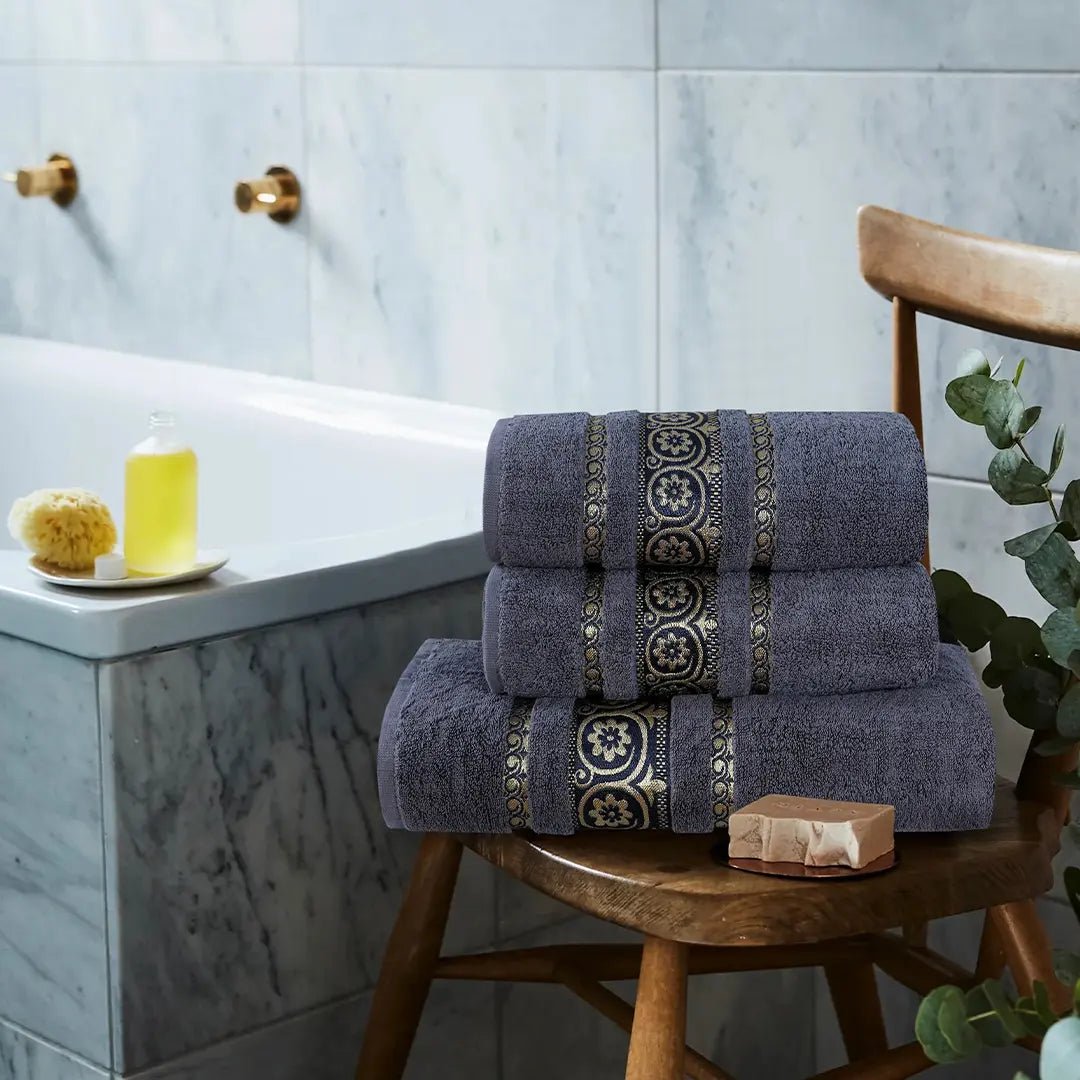 3 - Pcs Towel Set Circle Gray - 600 - Lotus