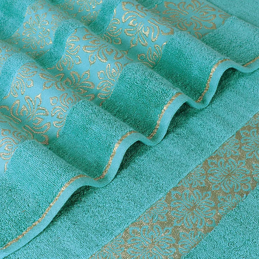3 - Pcs Towel Set Flower Mint - 575 - Lotus