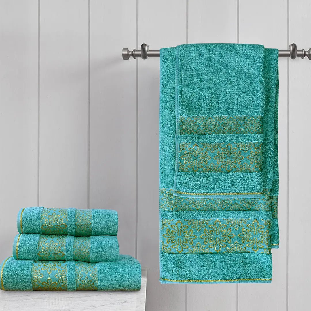 3 - Pcs Towel Set Flower Mint - 575 - Lotus