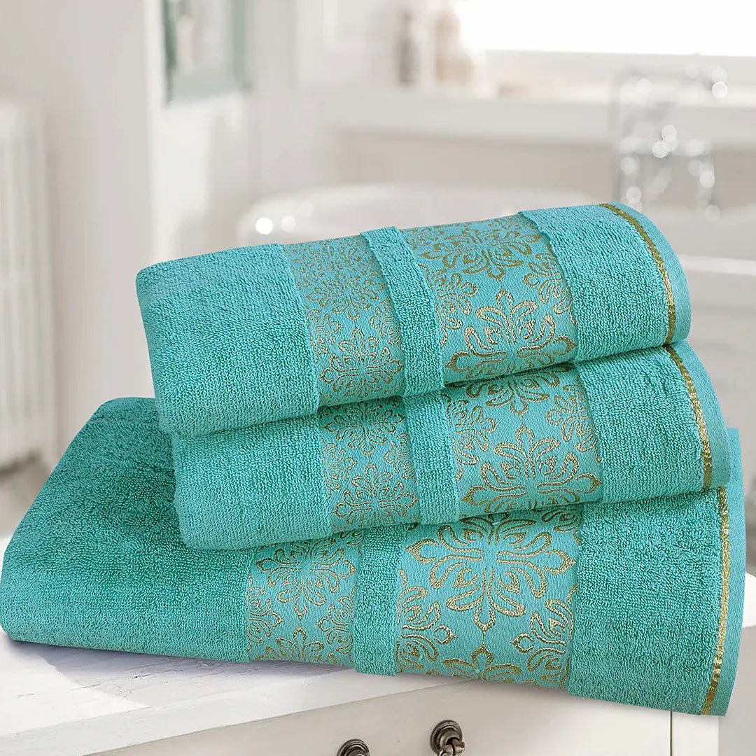 3 - Pcs Towel Set Flower Mint - 575 - Lotus