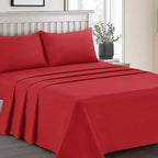 Plain Dyed Bed Sheet Set Red King-30287 Limited Stock