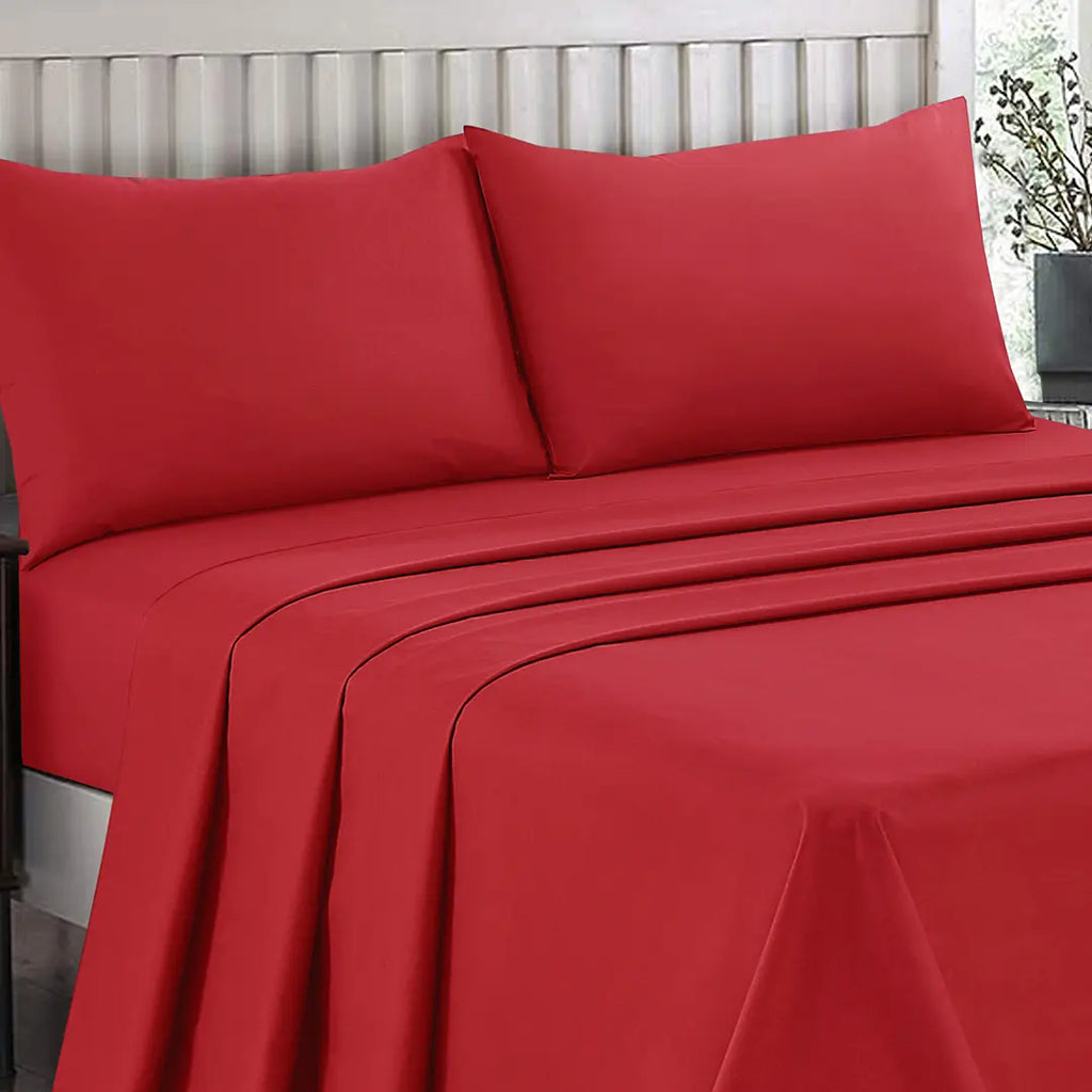 Plain Dyed Bed Sheet Set Red Single-30287 Limited Stock
