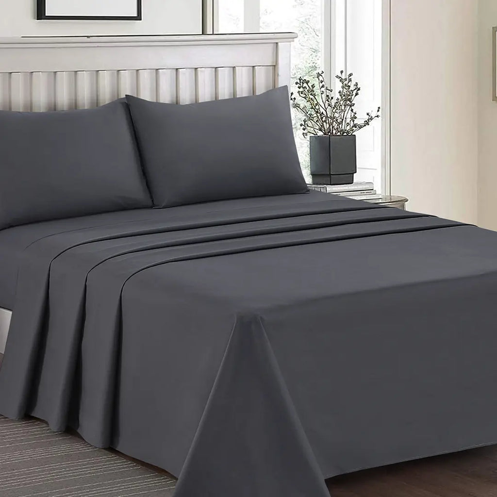 Plain Dyed Bed Sheet Set Gray King-30289 RFS