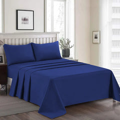 Plain Dyed Bed Sheet Set Royal King-30293 RFS