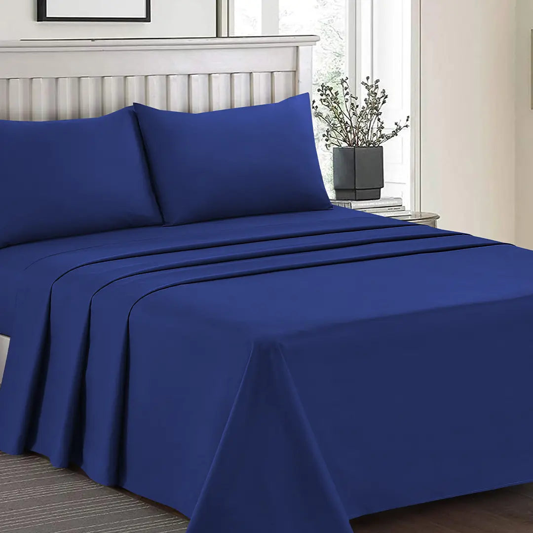 Plain Dyed Bed Sheet Set Royal Single-30293 Limited Stock