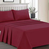 Plain Dyed Bed Sheet Set Maroon Single-30295 RFS