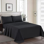 Plain Dyed Bed Sheet Set Black King-30296 RFS