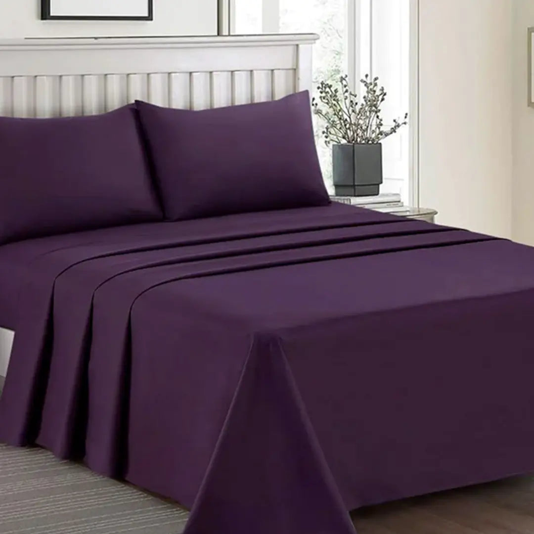 Plain Dyed Bed Sheet Set purple King-30316 RFS