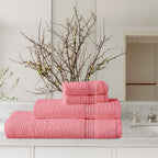 4-Pcs Stripe Towel Set Dark Pink-547