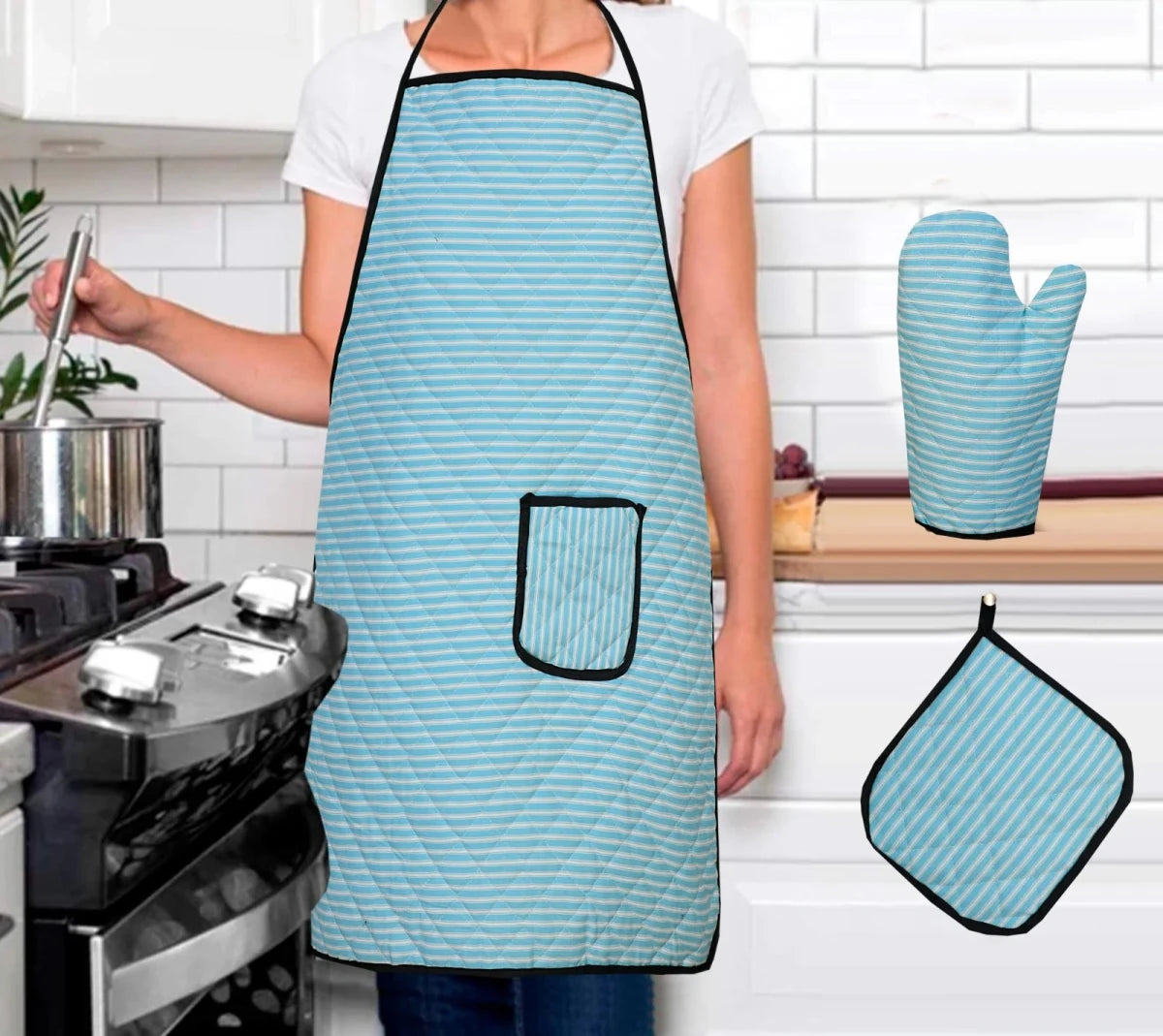 3PC Kitchen Essentials Sweet Home Apron Set - Lotus