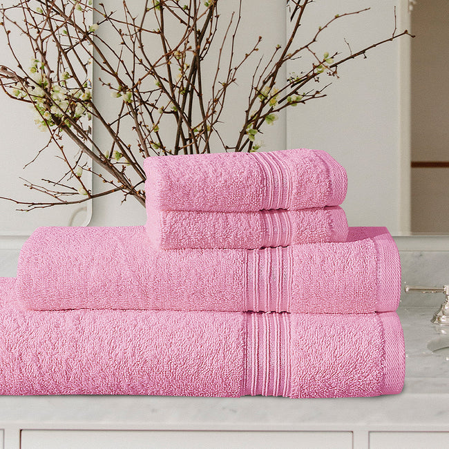4-Pcs Stripe Towel Set Baby Pink-545 Hover Image