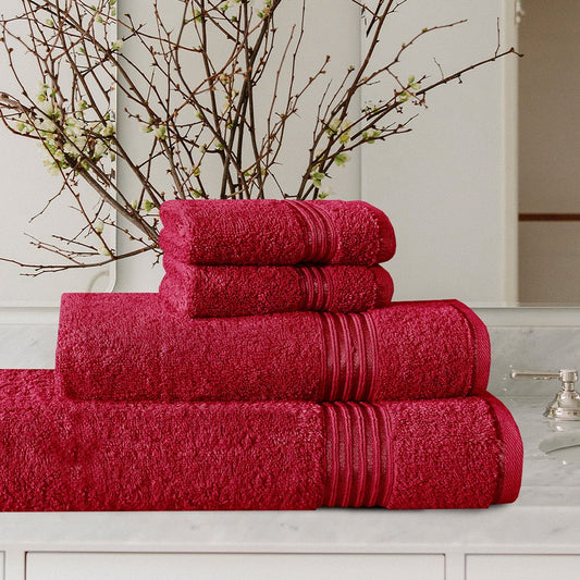 4 - Pcs Stripe Towel Set Red - 543 - Lotus