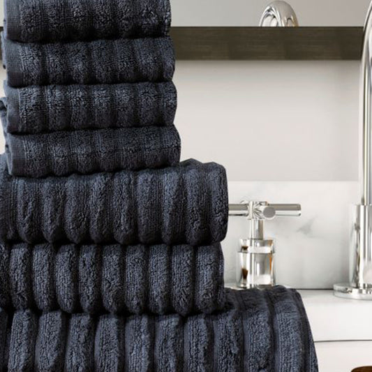 7 Pcs Export Quality FLUFFY Towel Set Charcoal-528