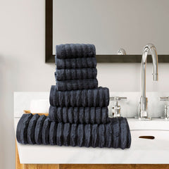 7 Pcs Export Quality FLUFFY Towel Set Charcoal-528