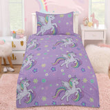 Purple Unicorn Dream - Cartoon Bed sheet ( Glow in Dark)