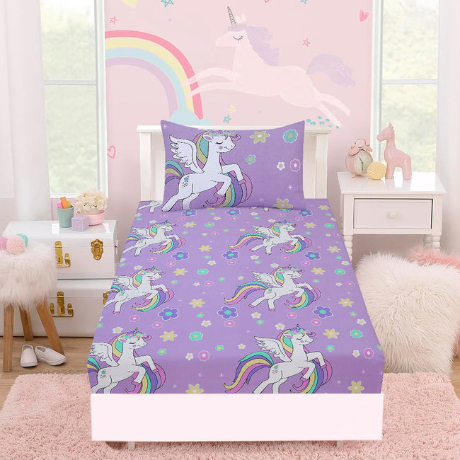 Purple Unicorn Dream - Cartoon Fitted sheet ( Glow in Dark) Hover Image