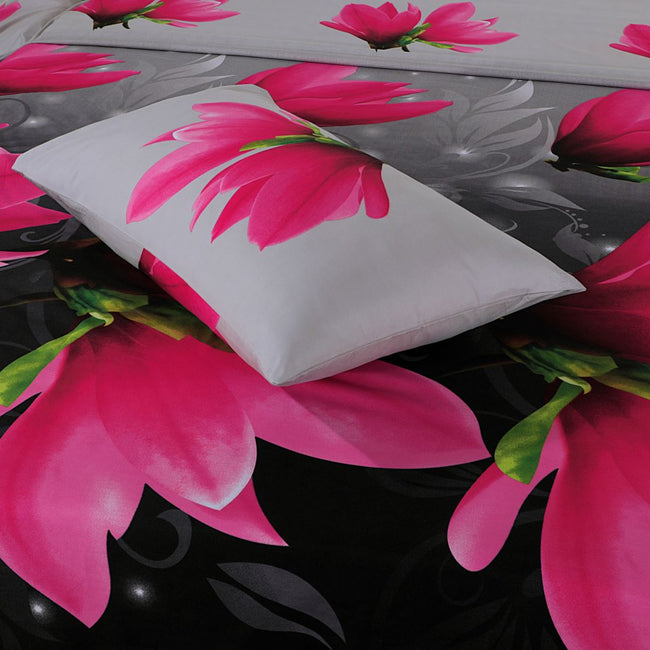 Micro Fiber Bed Sheet 3D Red Flower Single-30303 RFS Main Image